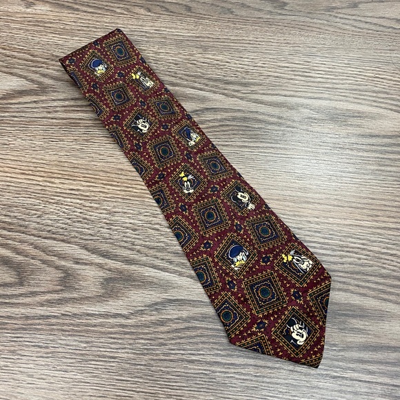 Disney Store Maroon & Tan Pattern Silk Tie - Picture 1 of 4